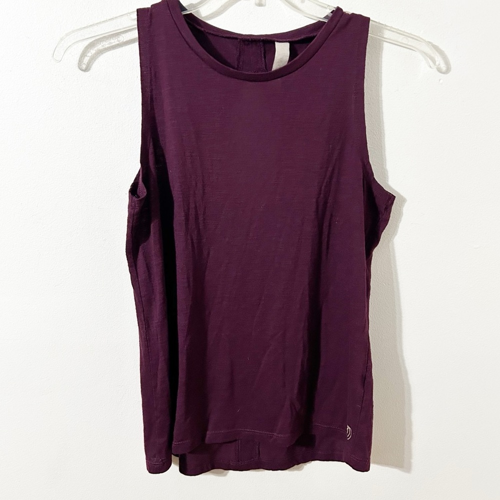 Balance Collection Yoga Rich Plum Pullover Tank Top Scoop Neck Back Oval Cut Out